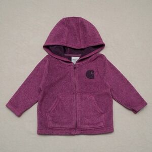 Carhartt Baby Girl Hooded Fleece Jacket CP9561 18m Zip Up Fuzzy Plum